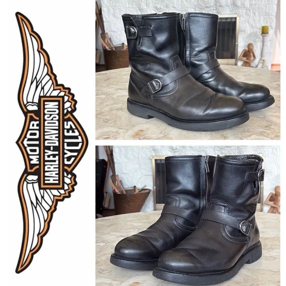 Harley-Davidson Leather Motorcycle Boots Side Zip